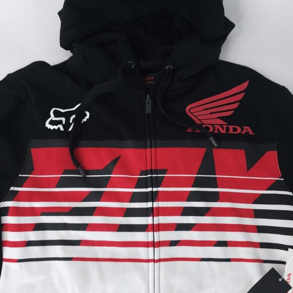 Honda Fox Racing Zip Hoodie Mens Medium Black Red White MX Motocross Jacket New - Picture 4 of 12